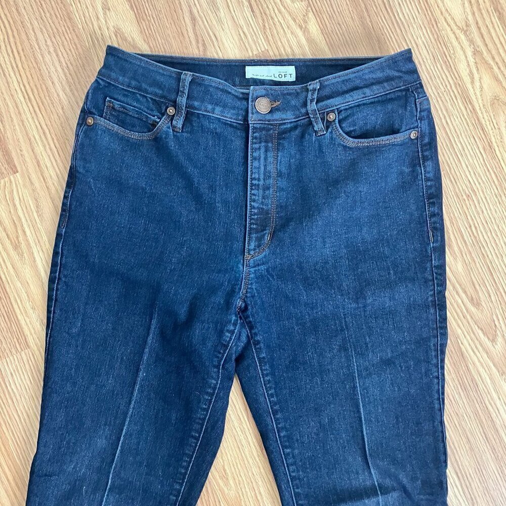 Ann Taylor Loft Curvy High Waist High Rise Skinny Ankle Dark Wash Jeans Size 2 - Picture 7 of 10
